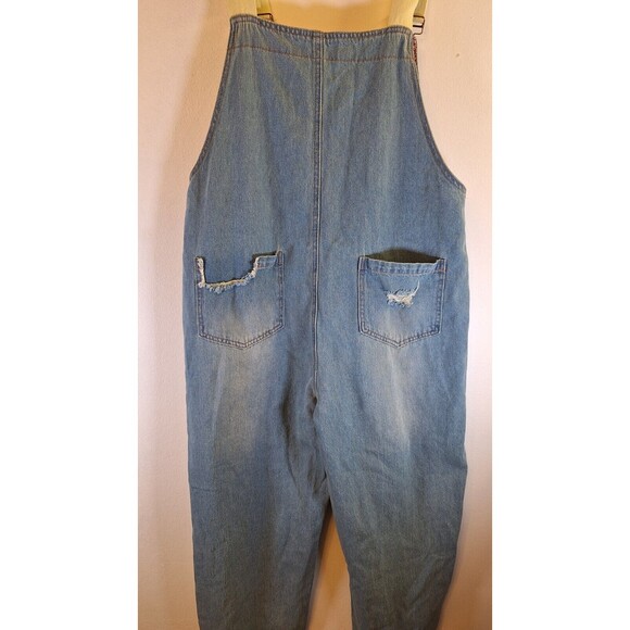MONTHORIGIN Denim Overalls Women Jeans Blue Bib Distressed Small Baggy Gorpcore - Picture 6 of 10